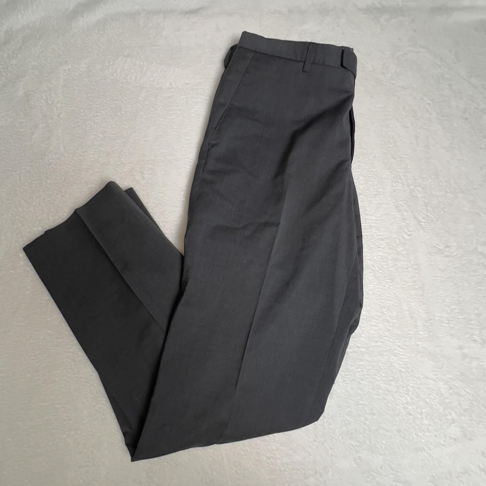 Mens Dress Pants Gray Flat Front Slacks Trousers Business Office Wear‎ Formal